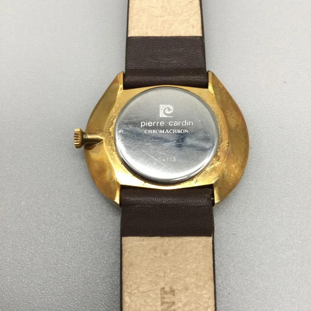 Vintage Pierre Cardin Chromachron Mens Watch 32mm Quartz NOT RUNNING FOR PARTS
